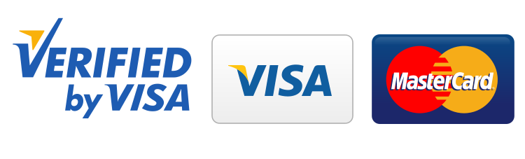 Логотипи платіжних сервісів Verified by Visa, Visa та Mastercard